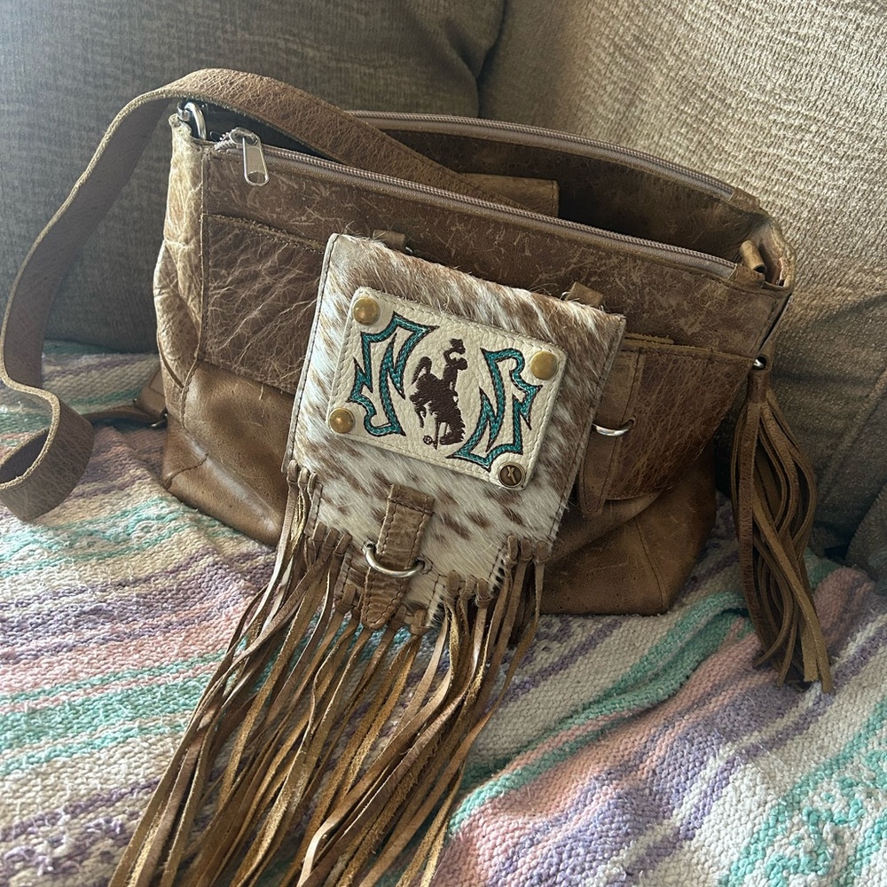 Western Brown Leather Fringe Shoulder Bag